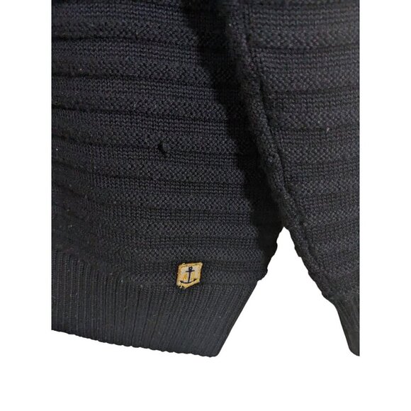 Armor Lux Wool Blend Pullover Sweater Mens M Black Button Up Mock Neck Ribbed - Picture 4 of 7